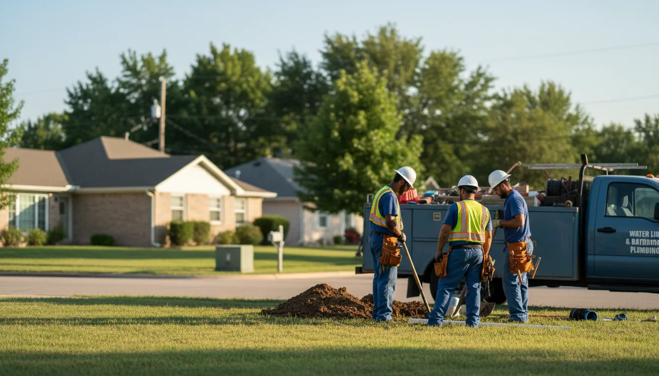 Residential water line and bathroom plumbing service in Del City, OK